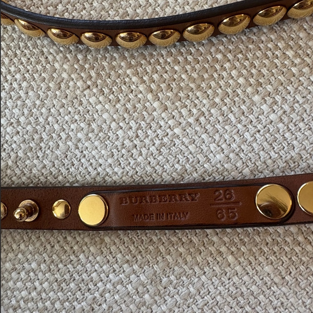Burberry Brown Leather Gold Studs Riveted Double Wrap Belt - Picture 3 of 6